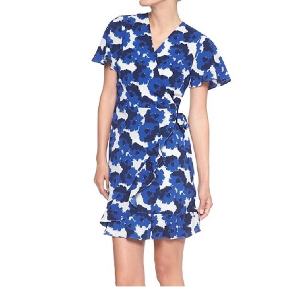 Banana Republic Floral Wrap Ruffle Mini Dress Size 4